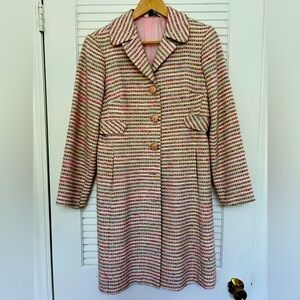Trina Turk tweed jacket in soft spring colors with gold flecks, size 8
